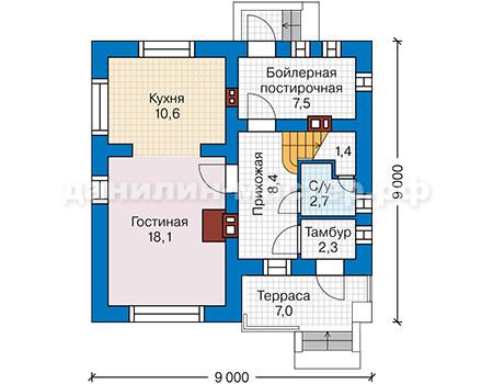 Проект каркасного дома 105м² / 9х9м